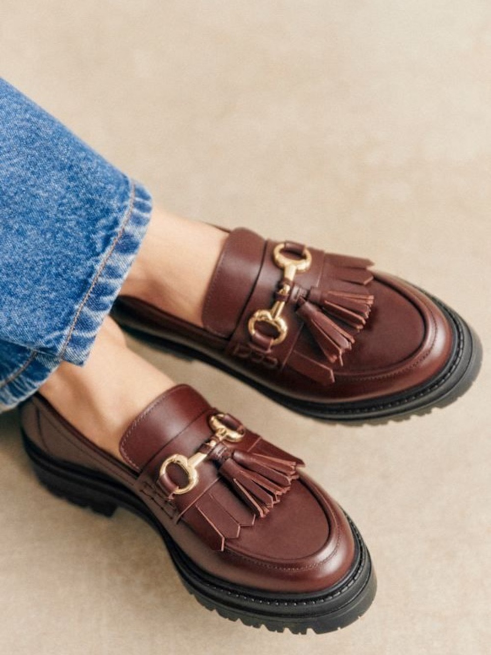 EUC Sézane Amy Loafers in Glossy Chocolate size 9/40